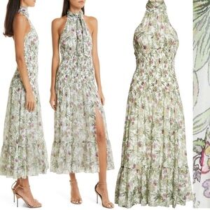Cinq à Sept Dover Floral Halter Neck Cotton & Silk Dress